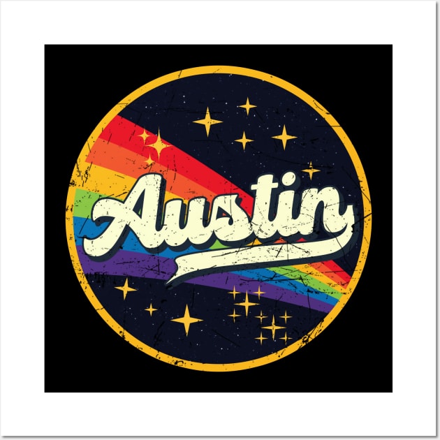 Austin // Rainbow In Space Vintage Grunge-Style Wall Art by LMW Art